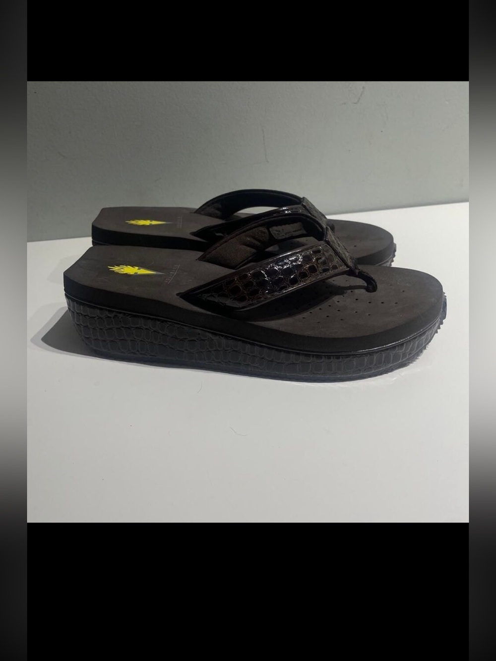 Y2K Platform Flip flops crocodile textured  7